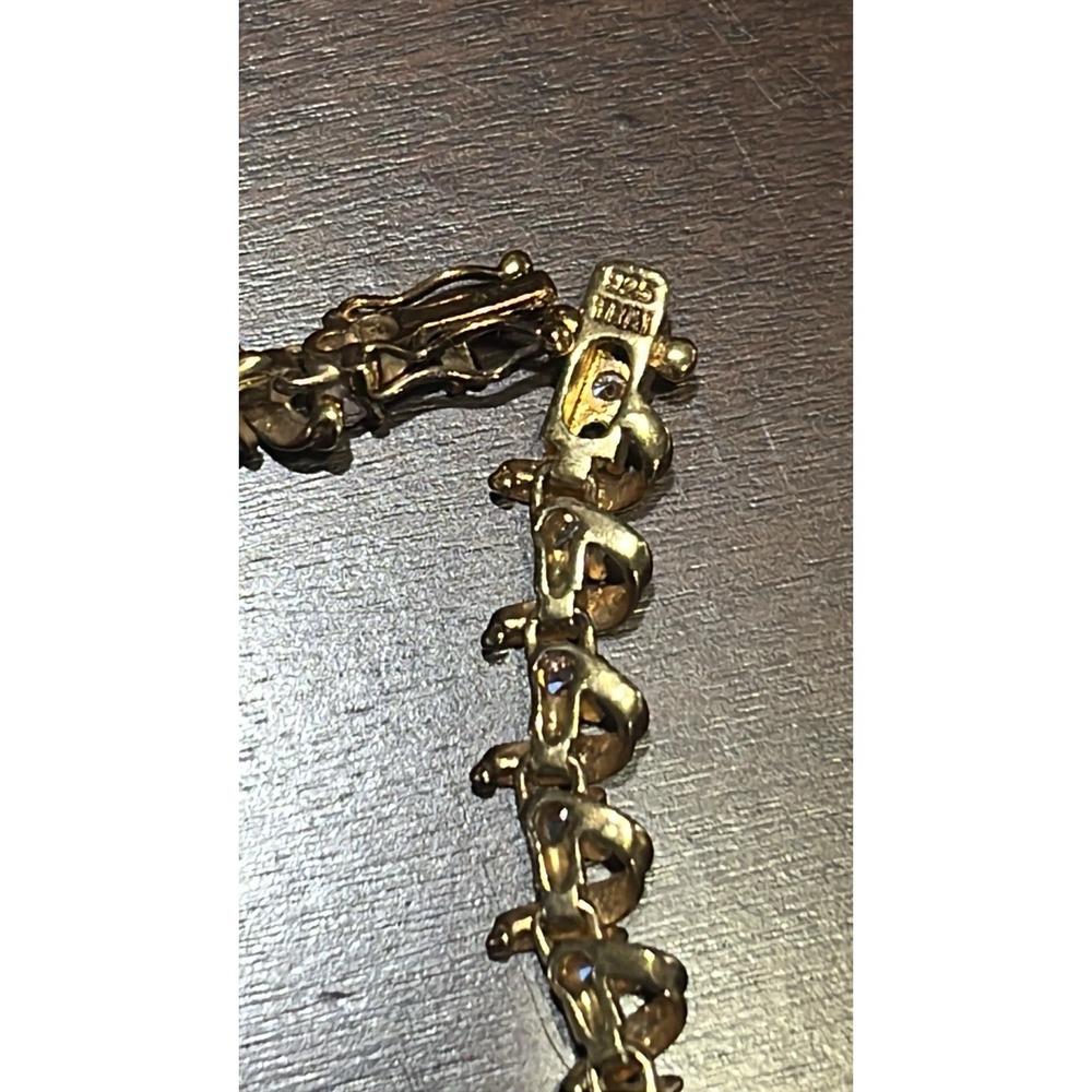 Gold Plated Sterling Silver PINK CZ Tennis Bracelet 7.5" —Sparkling‎ 925 - Picture 4 of 7
